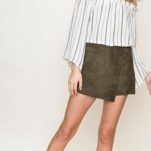 HYFVE Olive Green Suede Envelope Skort